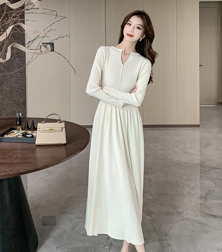 A-line Hepburn style sweater dress knitted dress