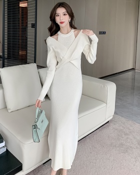 Slim strapless dress temperament France style long dress