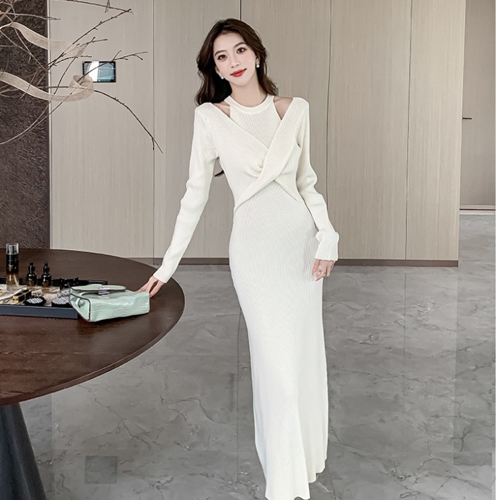 Slim strapless dress temperament France style long dress