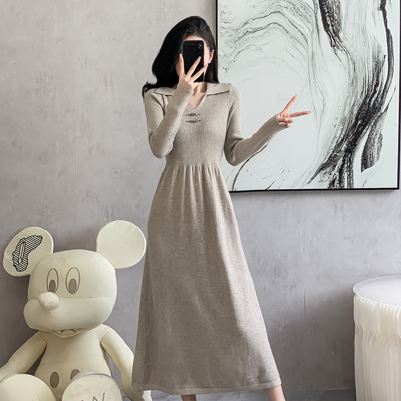 Slim pinched waist fashion temperament France style dress