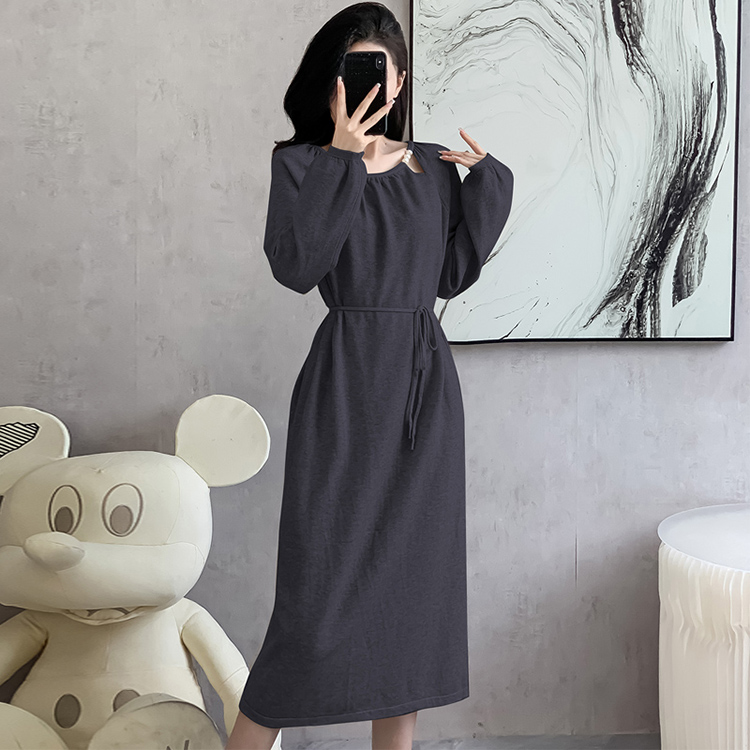 Knitted France style long sweater autumn and winter retro dress