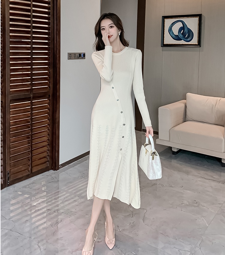 Temperament retro slim dress split knitted long dress