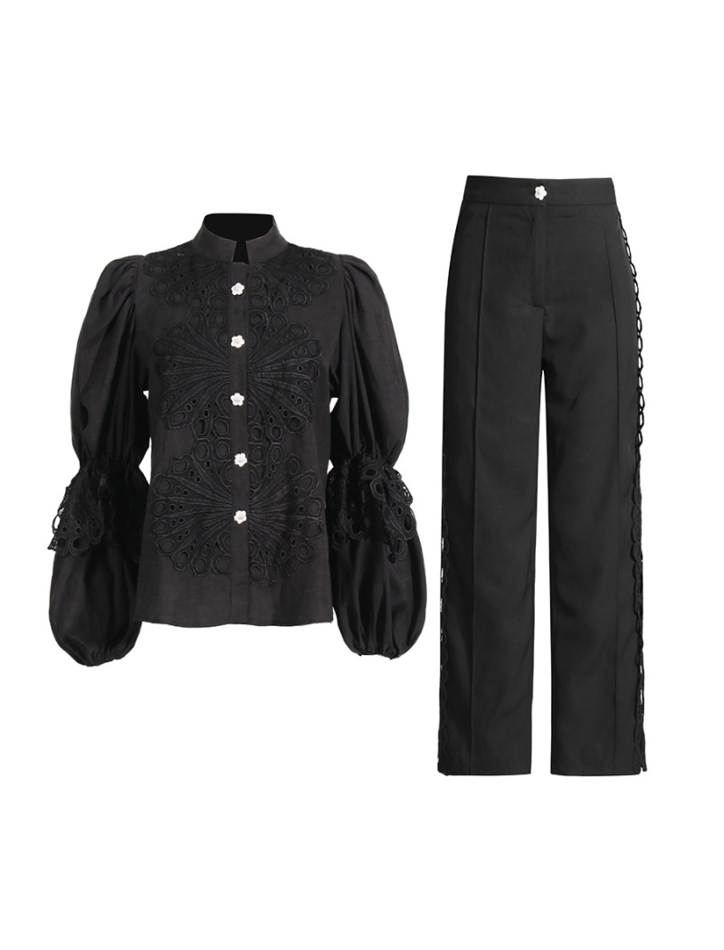 Straight pants European style tops a set for women