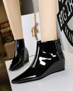 All-match patent leather fashion slipsole ankle boots