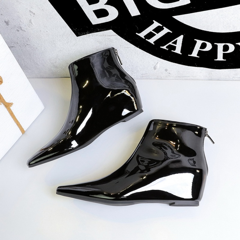 All-match patent leather fashion slipsole ankle boots