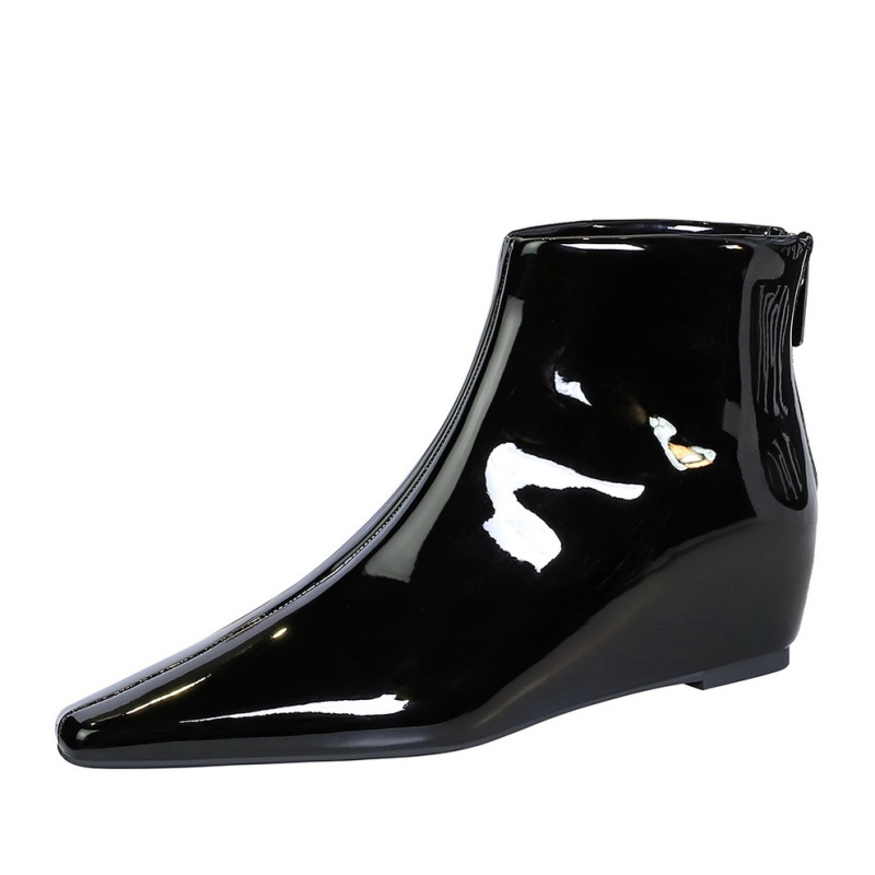 All-match patent leather fashion slipsole ankle boots