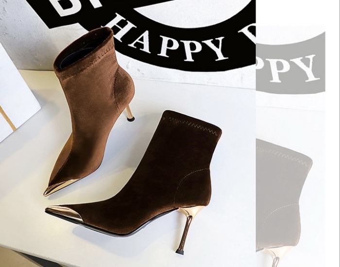 Metal pointed short boots European style women's boots