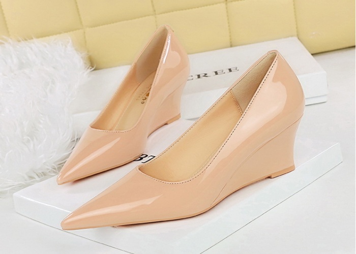 High-heeled patent leather slipsole slim shoes for women