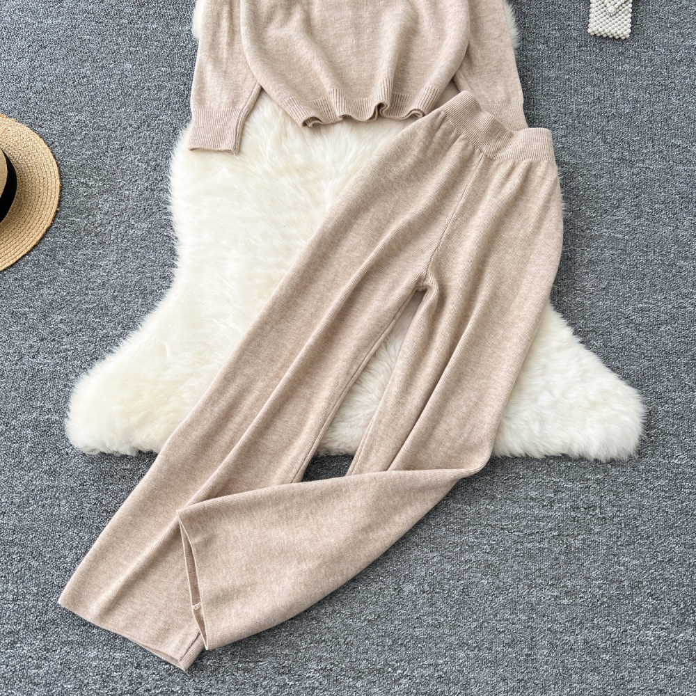 Lazy zip sweater Casual pants 2pcs set for women