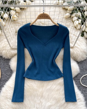 Fashion all-match sweater European style slim tops