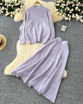 Lazy sweater long sleeve skirt 2pcs set for women