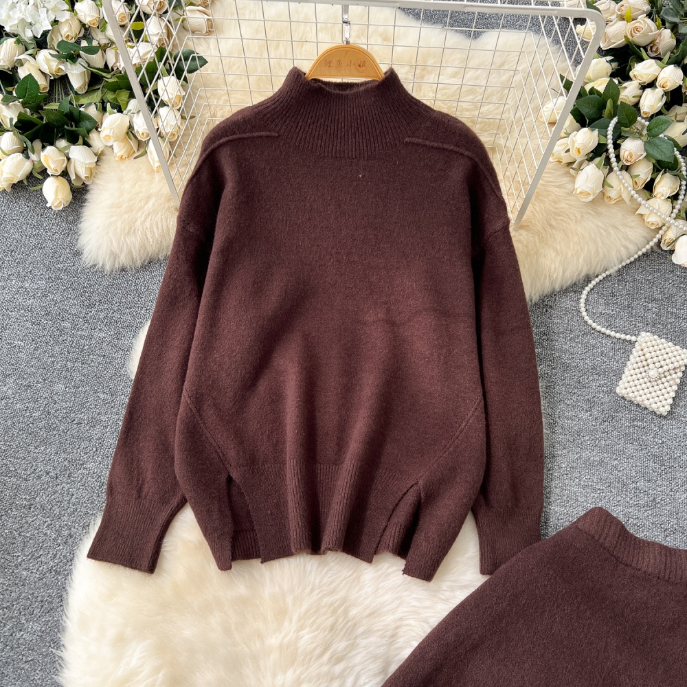 Lazy sweater long sleeve skirt 2pcs set for women