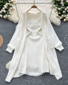 Knitted long sling slim shawl tender lazy plush coat