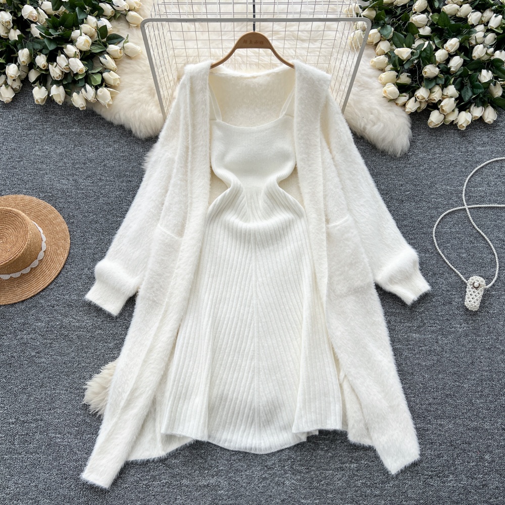 Knitted long sling slim shawl tender lazy plush coat