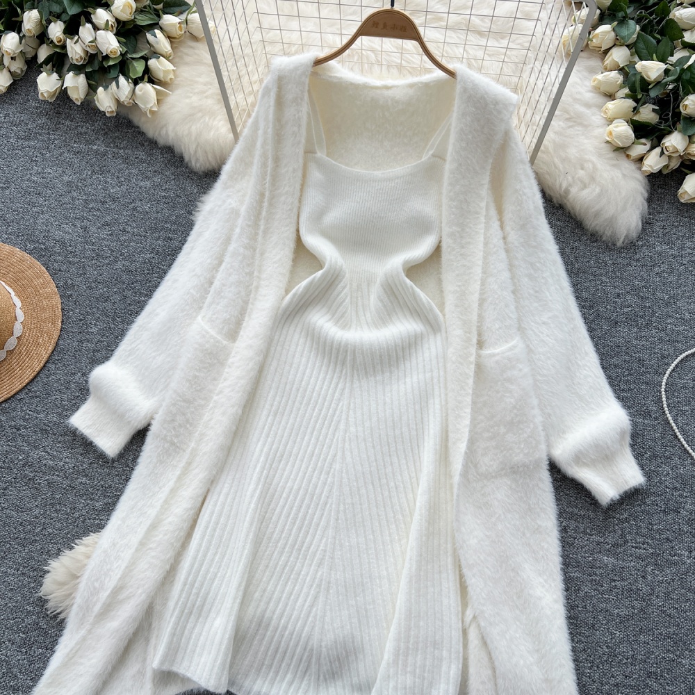 Knitted long sling slim shawl tender lazy plush coat