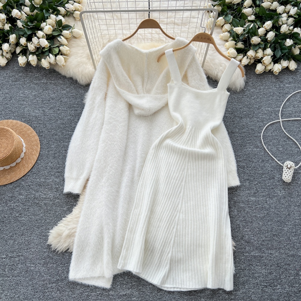 Knitted long sling slim shawl tender lazy plush coat