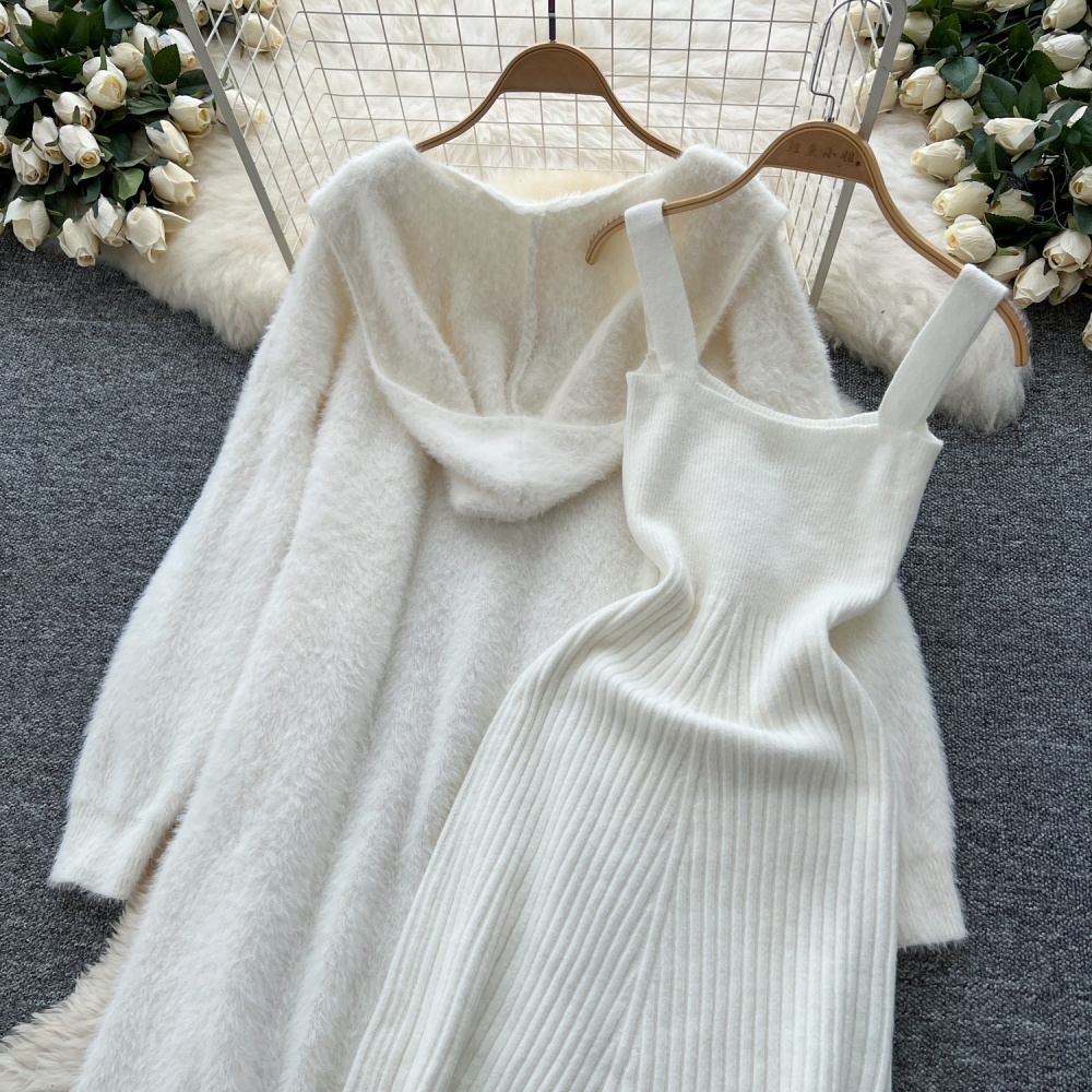 Knitted long sling slim shawl tender lazy plush coat