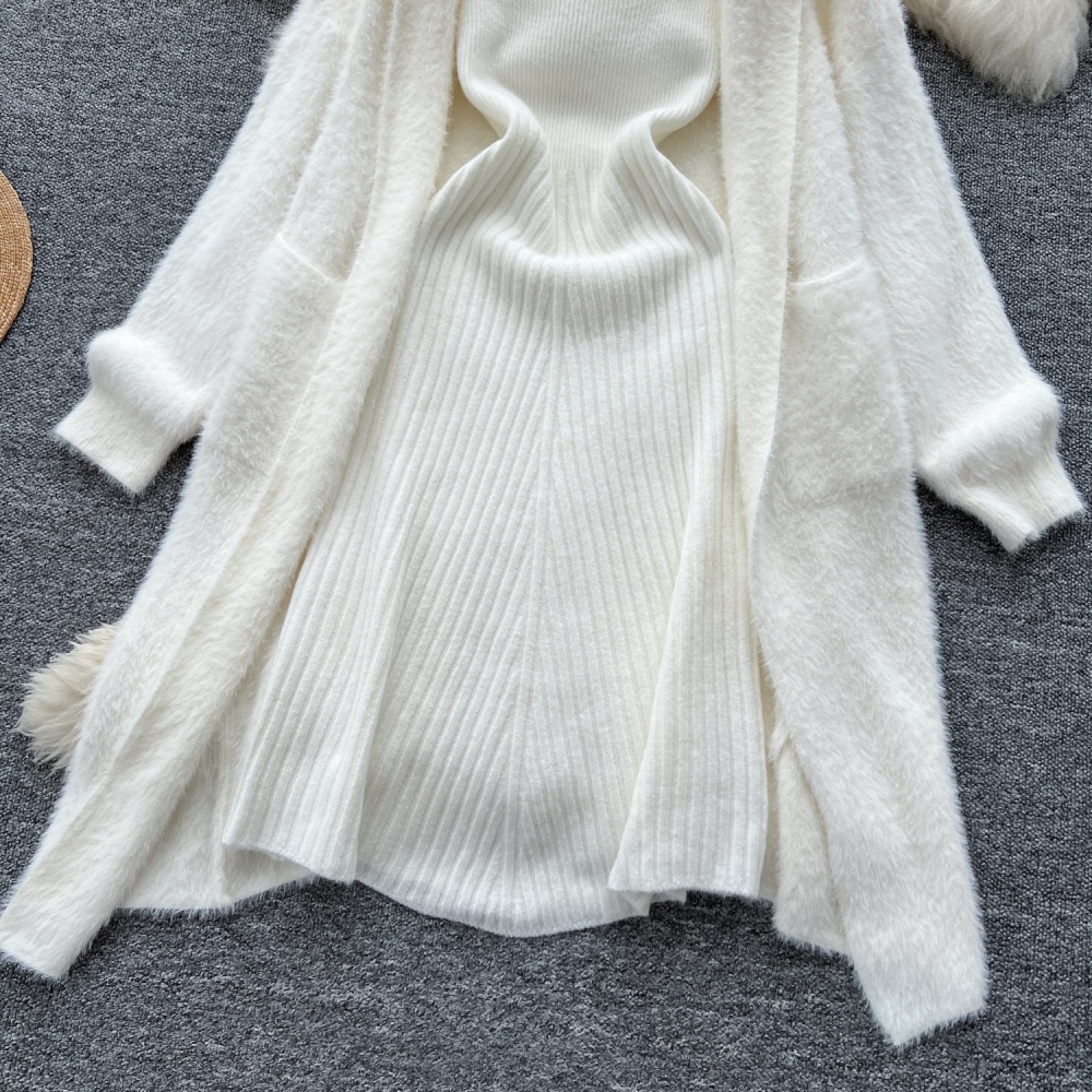 Knitted long sling slim shawl tender lazy plush coat