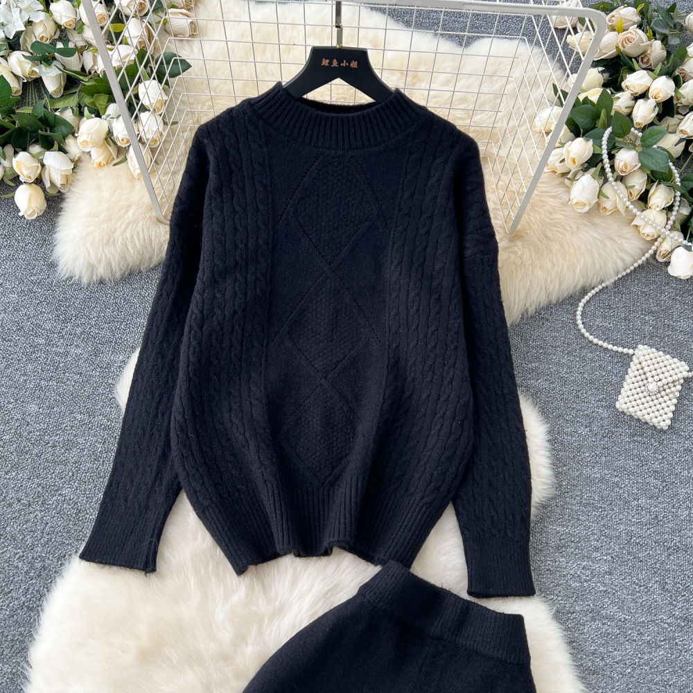 Twist sweater high waist tops 2pcs set for women