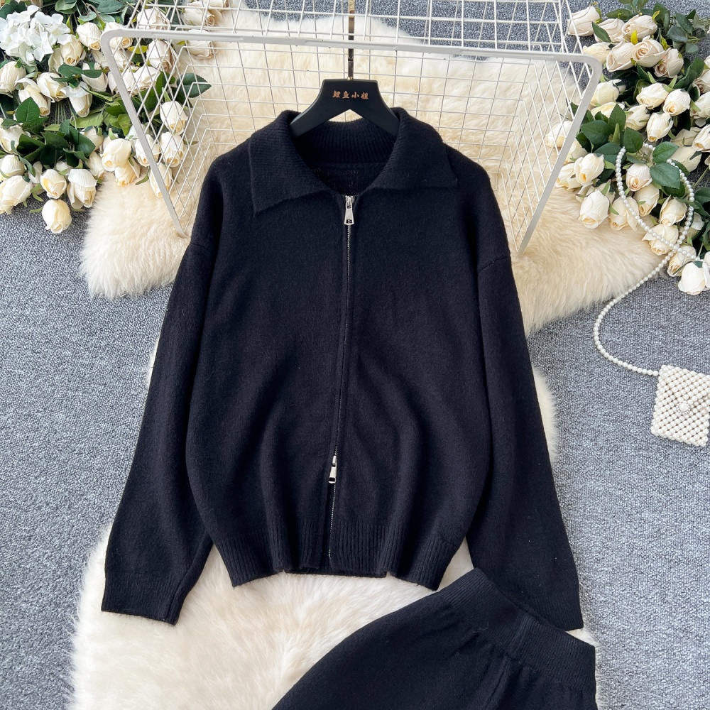 Long sleeve sweater Casual coat 2pcs set for women