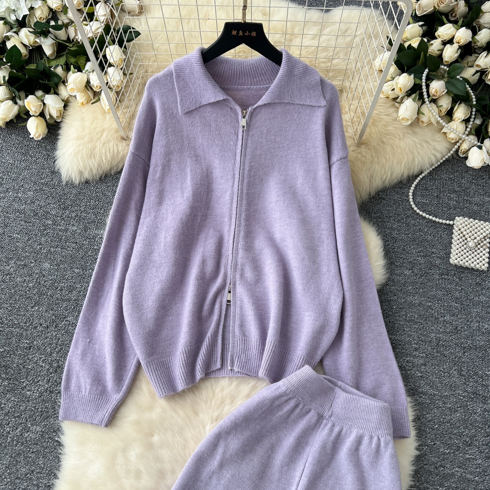 Long sleeve sweater Casual coat 2pcs set for women