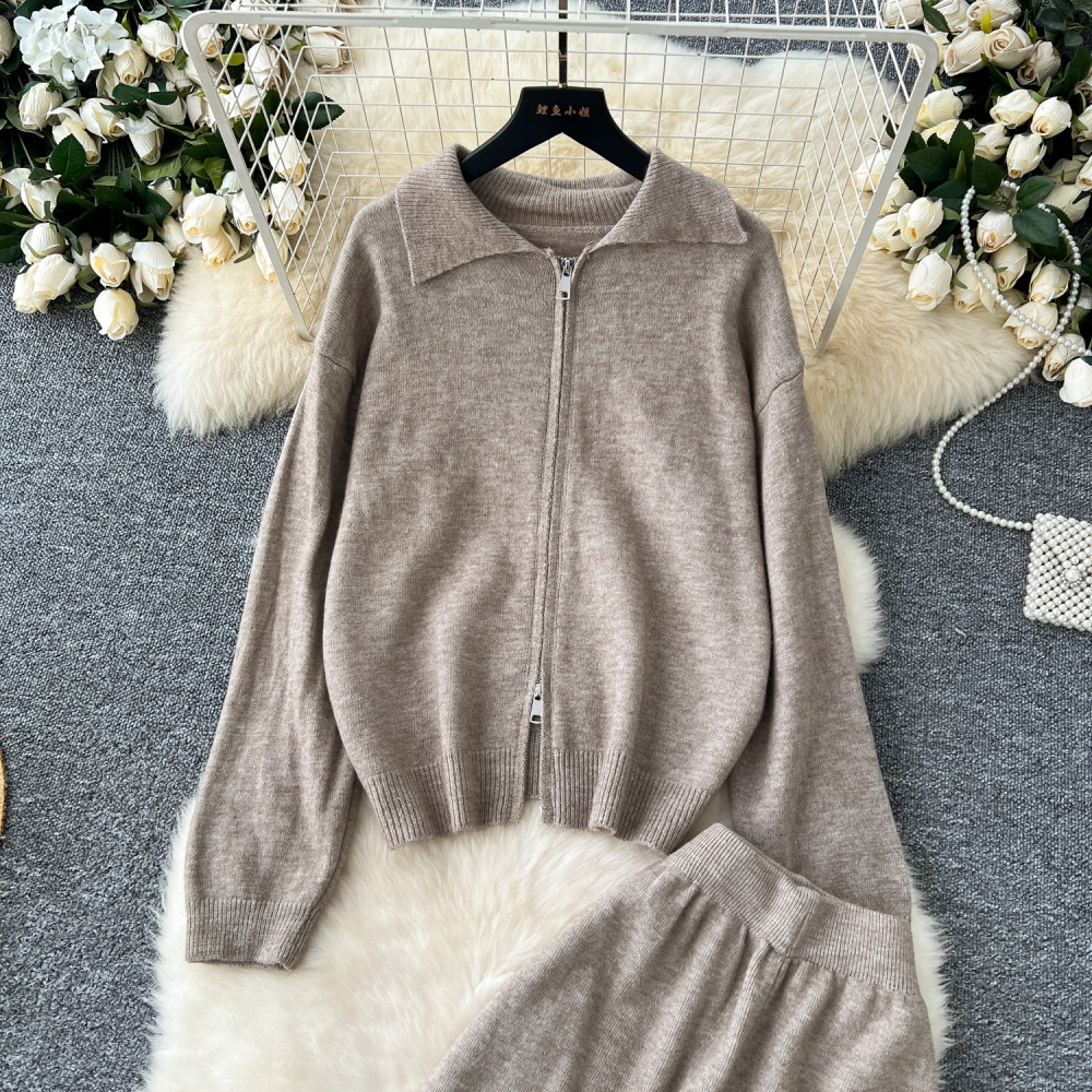 Long sleeve sweater Casual coat 2pcs set for women