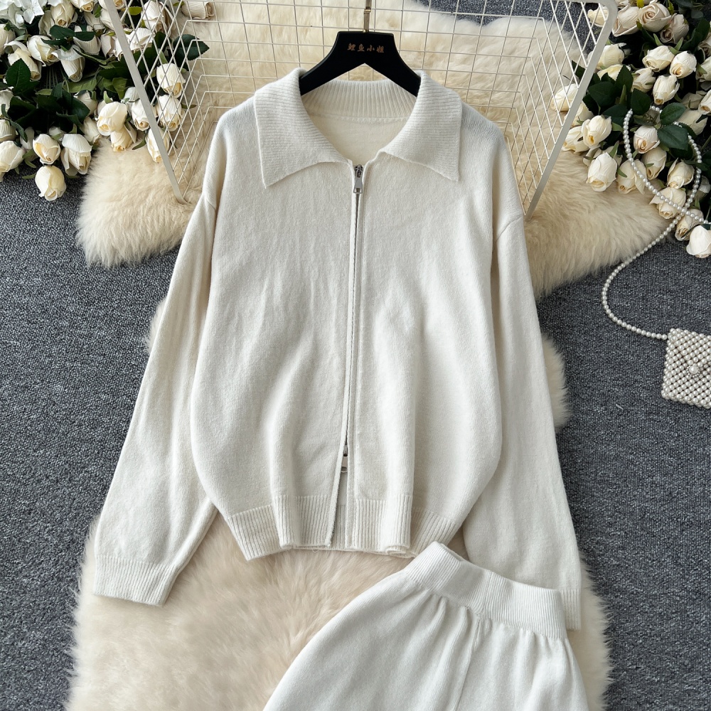 Long sleeve sweater Casual coat 2pcs set for women