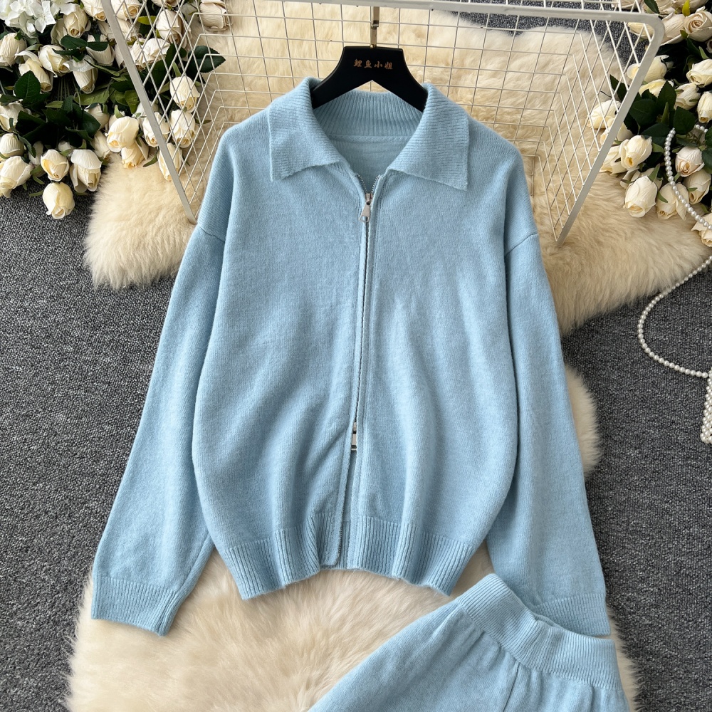 Long sleeve sweater Casual coat 2pcs set for women