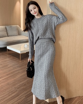 Slim Korean style tops fashion sweater a set