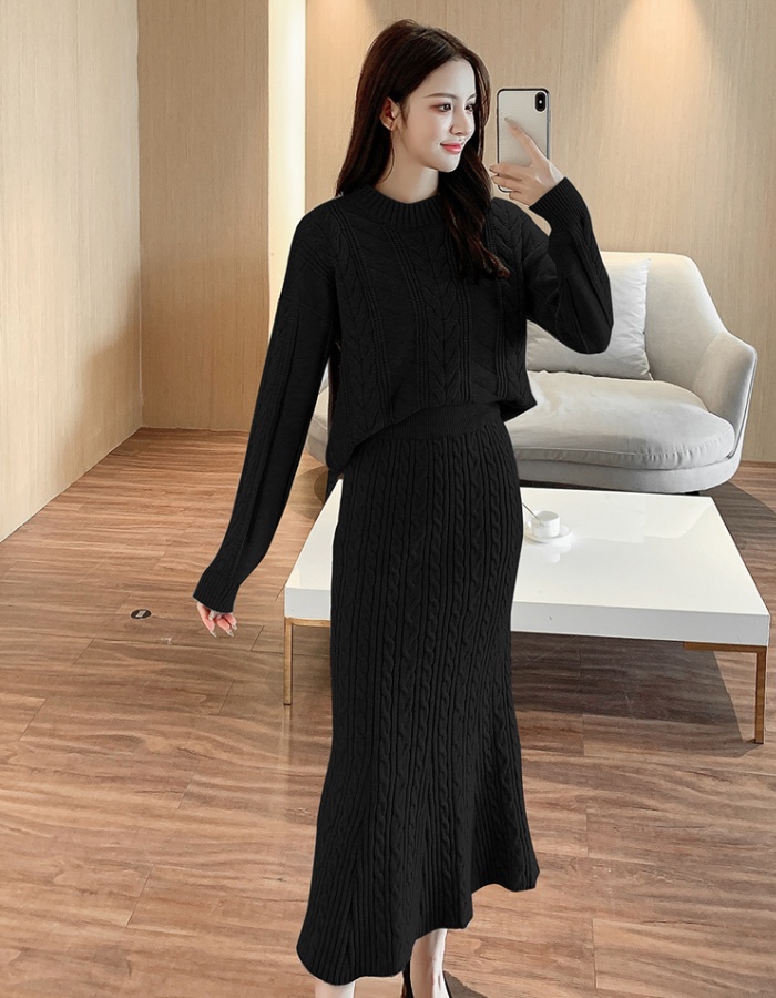 Slim Korean style tops fashion sweater a set