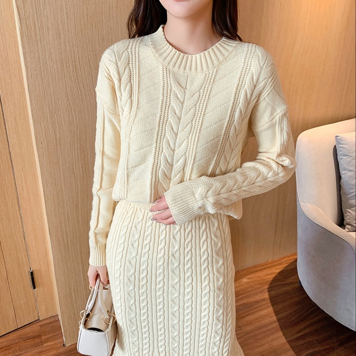 Slim Korean style tops fashion sweater a set