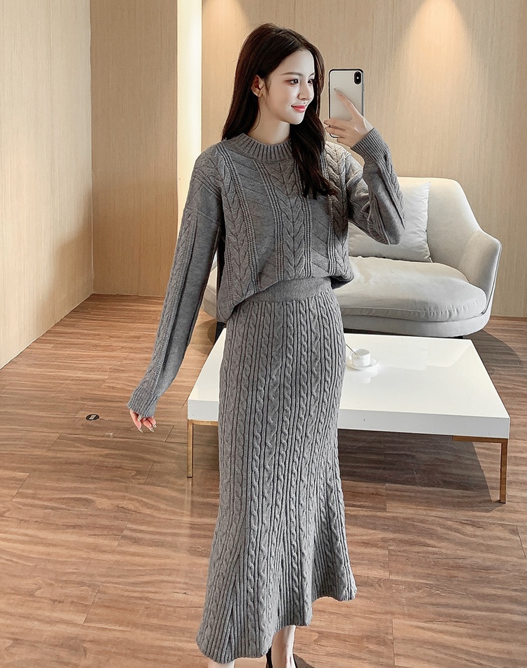 Slim Korean style tops fashion sweater a set