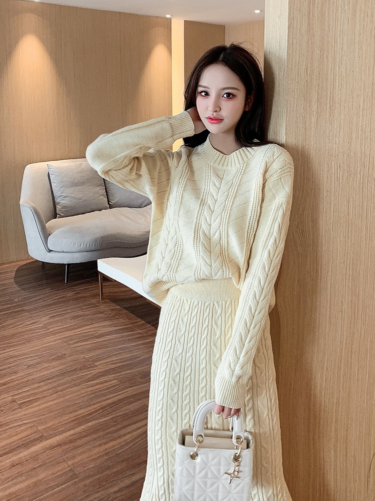 Slim Korean style tops fashion sweater a set