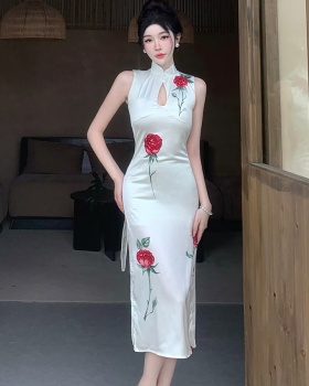 Chinese style rose cheongsam summer dress