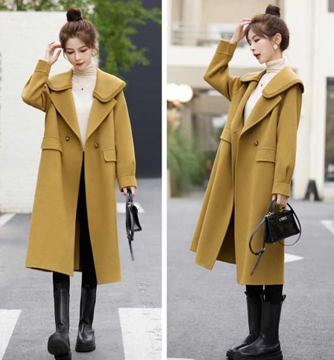 Woolen chanelstyle overcoat temperament coat for women