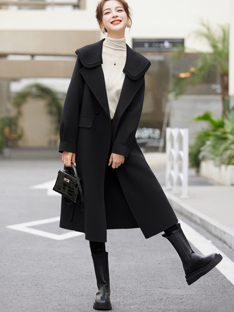 Woolen chanelstyle overcoat temperament coat for women