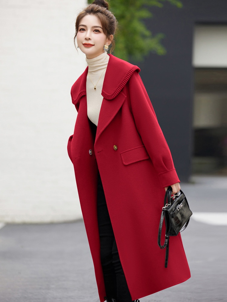 Woolen chanelstyle overcoat temperament coat for women