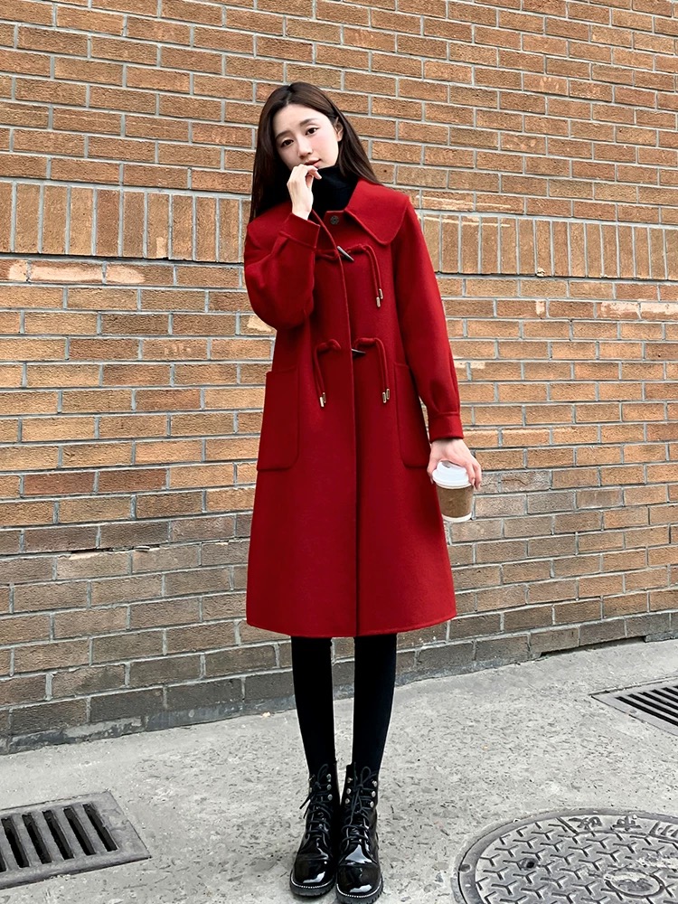 Wedding long woolen coat woolen overcoat for women