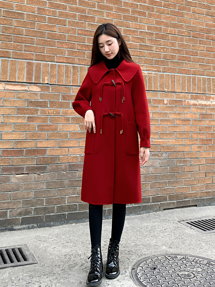 Wedding long woolen coat woolen overcoat for women