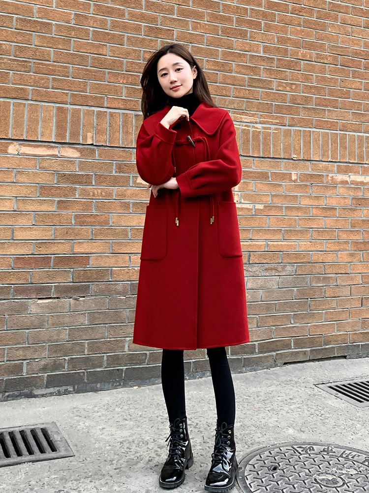 Wedding long woolen coat woolen overcoat for women