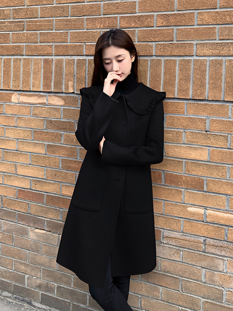 Woolen red overcoat winter woolen coat for women