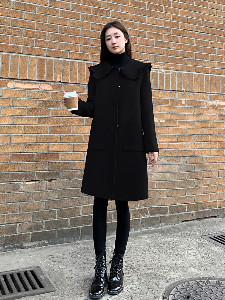 Woolen red overcoat winter woolen coat for women