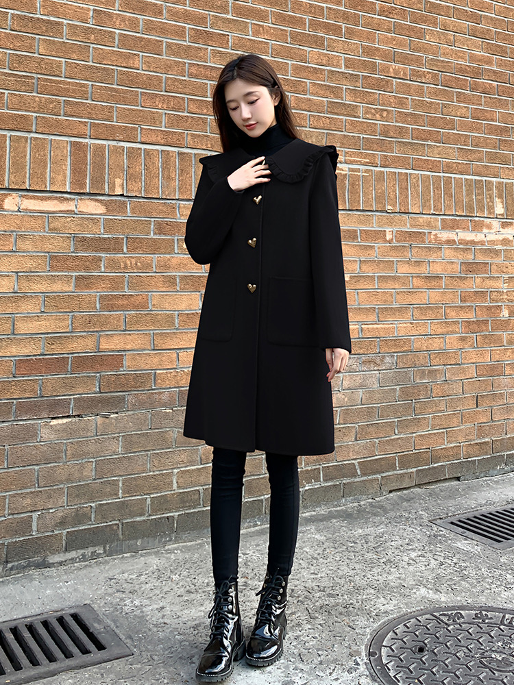 Woolen red overcoat winter woolen coat for women