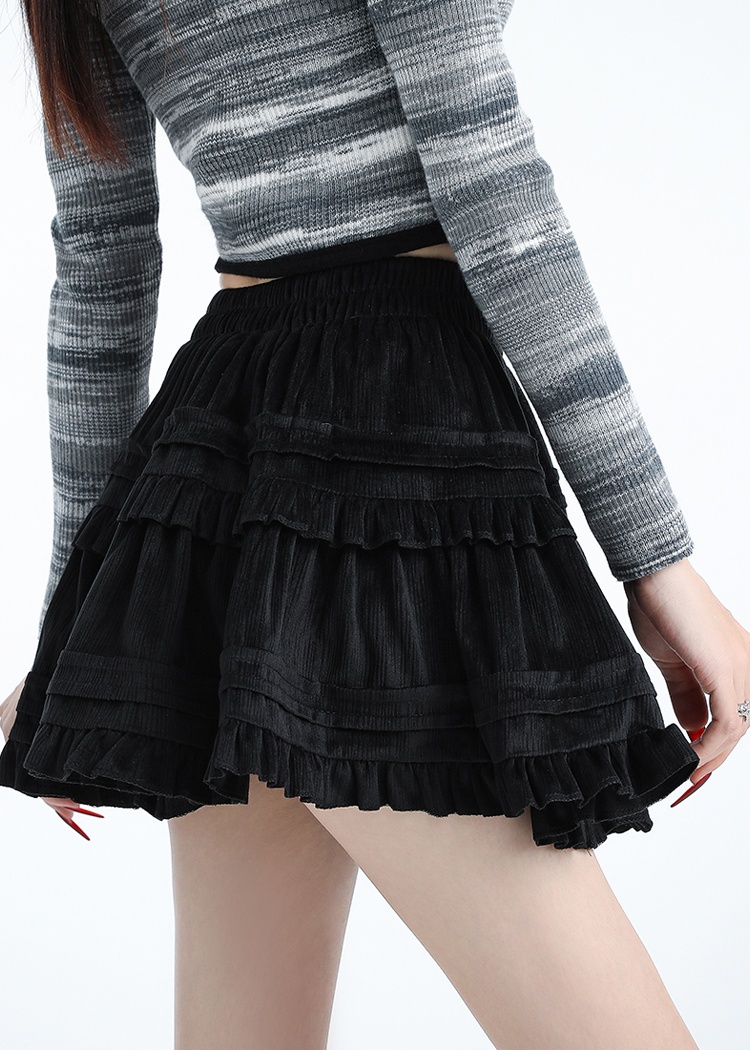 Thick and disorderly skirt A-line short skirt