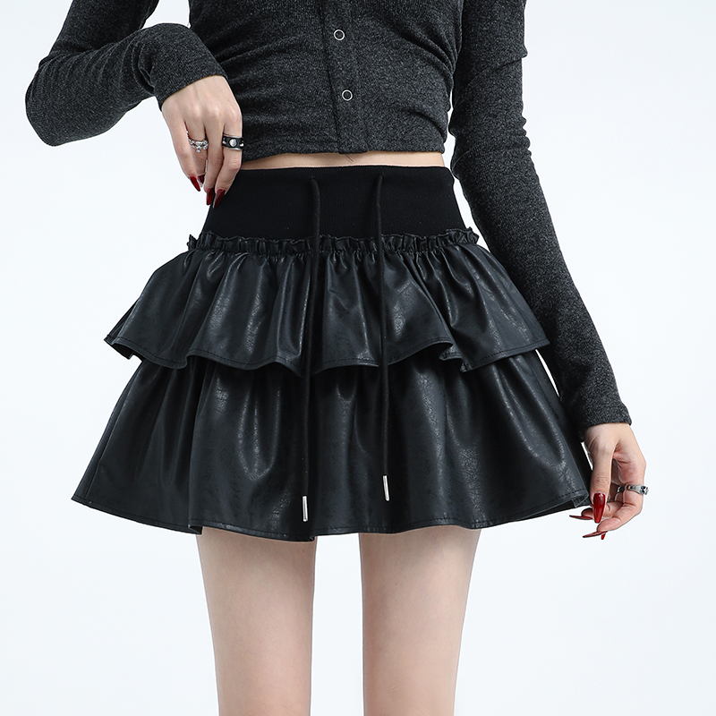 Spicegirl anti emptied skirt PU short skirt for women