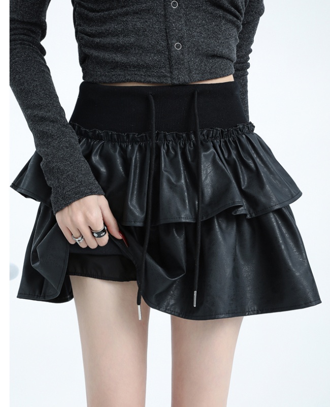 Spicegirl anti emptied skirt PU short skirt for women