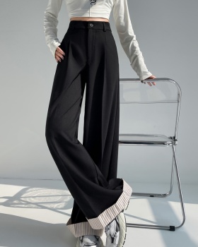 Crimping casual pants high waist wide leg pants