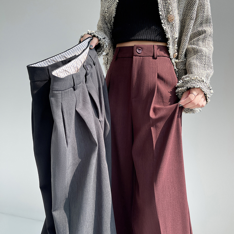 Crimping casual pants high waist wide leg pants