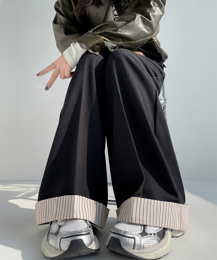 Crimping casual pants high waist wide leg pants