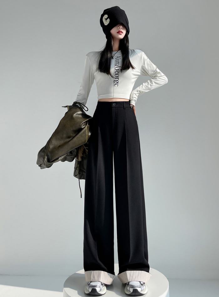 Crimping casual pants high waist wide leg pants